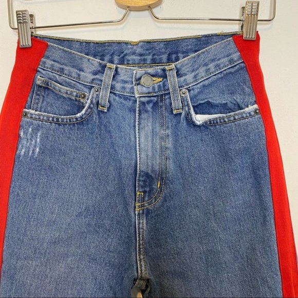 Carmar Los Angeles Ursula Taylor High Rise Red Twill Trim Straight Jeans 25 - Picture 6 of 13
